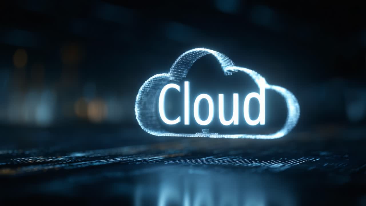 Illuminated Cloud Symbol Displaying Digital Connectivity and Technology in a Modern Virtual Environment Signifying Data Storage and Accessibility