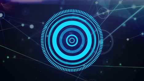 Digitale-Animation-Eines-Blauen-Rundscanners-über-Ein-Netzwerk-Von-Verbindungen-Vor-Blauem-Hintergrund