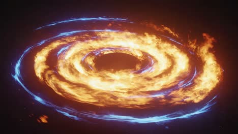 Swirling Fire and Blue Energy Vortex