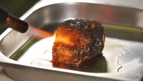 flaming steak preparation