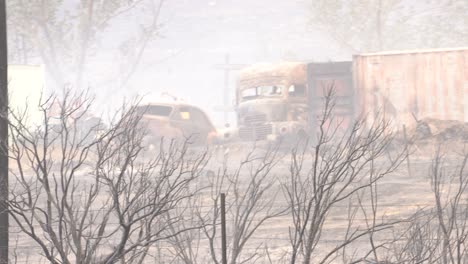 Vehículos-Quemados-Después-De-Los-Incendios-Forestales