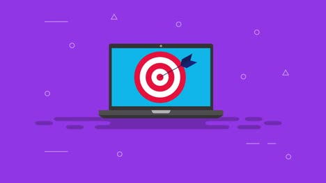 laptop and target animation. achieving goals motion animation.can be used for explainer video