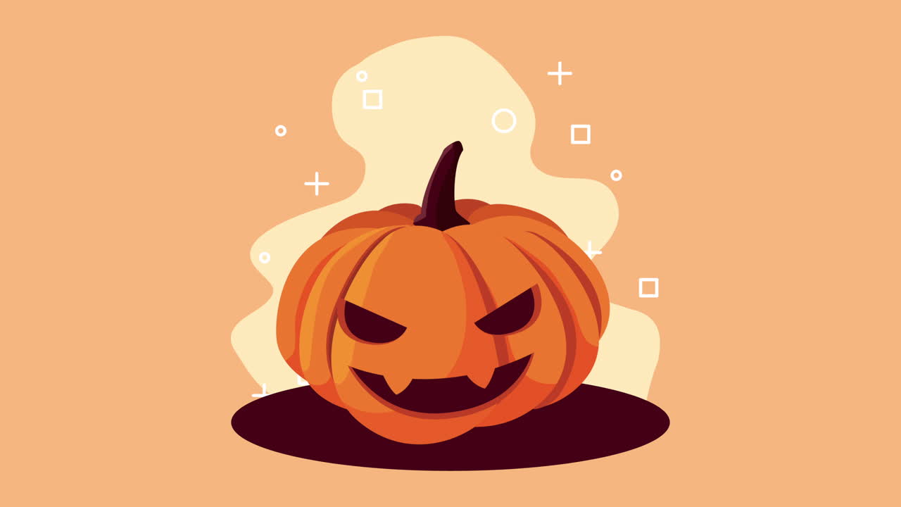 feliz animación de halloween con cara de calabaza
