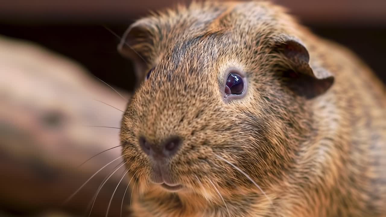 Close-Up Portrait of a Guinea Pig Showcasing Its Distinctive Features and Playful Expression in a Natural Setting