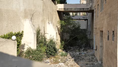 Corridor-of-outdoor-basement-abandoned-hotel