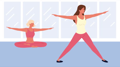 pareja de chicas practicando personajes de yoga