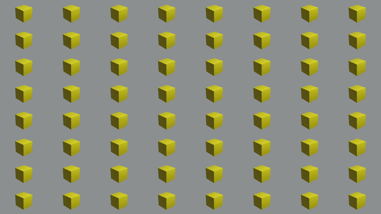 papel tapiz abstracto moderno con cubos amarillos girando sobre un fondo gris