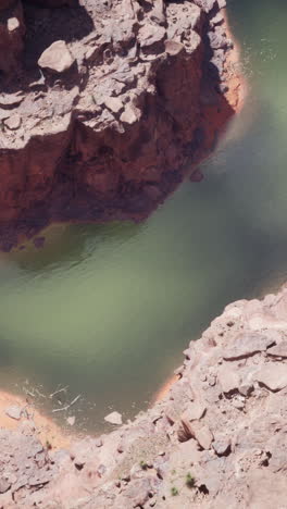 aerial view of a river flowing through a canyon