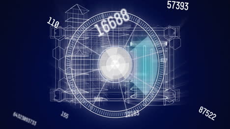 Animation of scopes scanning and data processing on digital screen