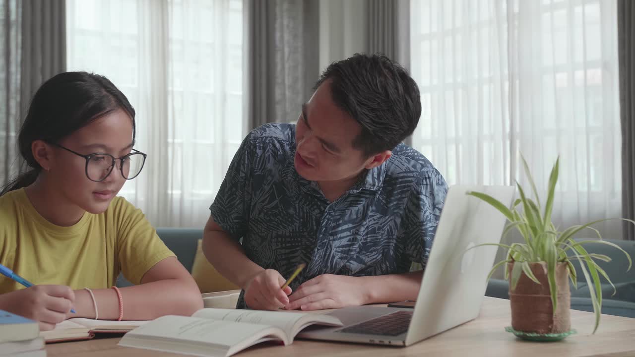 Angry Father Teach His Daughter To Do Homework At Home