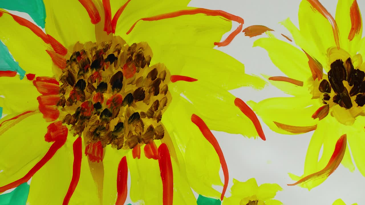 Disegna girasoli. Time lapse