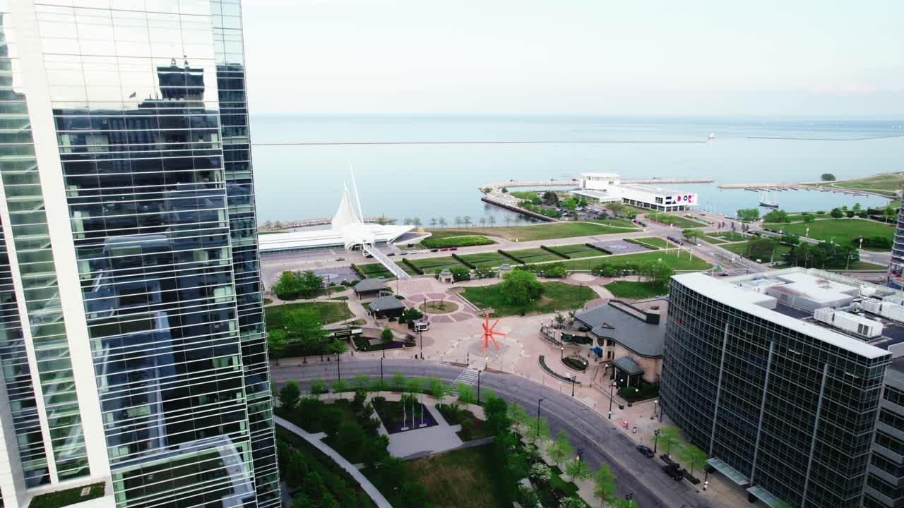 bajando el aire milwaukee wisconsin centro de la ciudad - puesta de sol