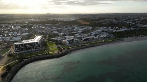 neighborhood at the seaside, aerial orbital