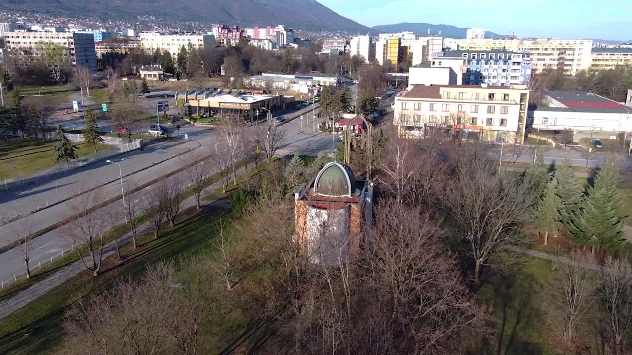 Drone flight over the small temple 'St