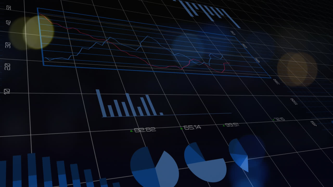 animación del procesamiento de datos con estadísticas sobre cuadrícula