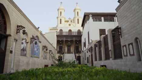 Courtyard-of-Hanging-Church-Cairo-Egypt,-oldest-Christian-church-in-Egypt