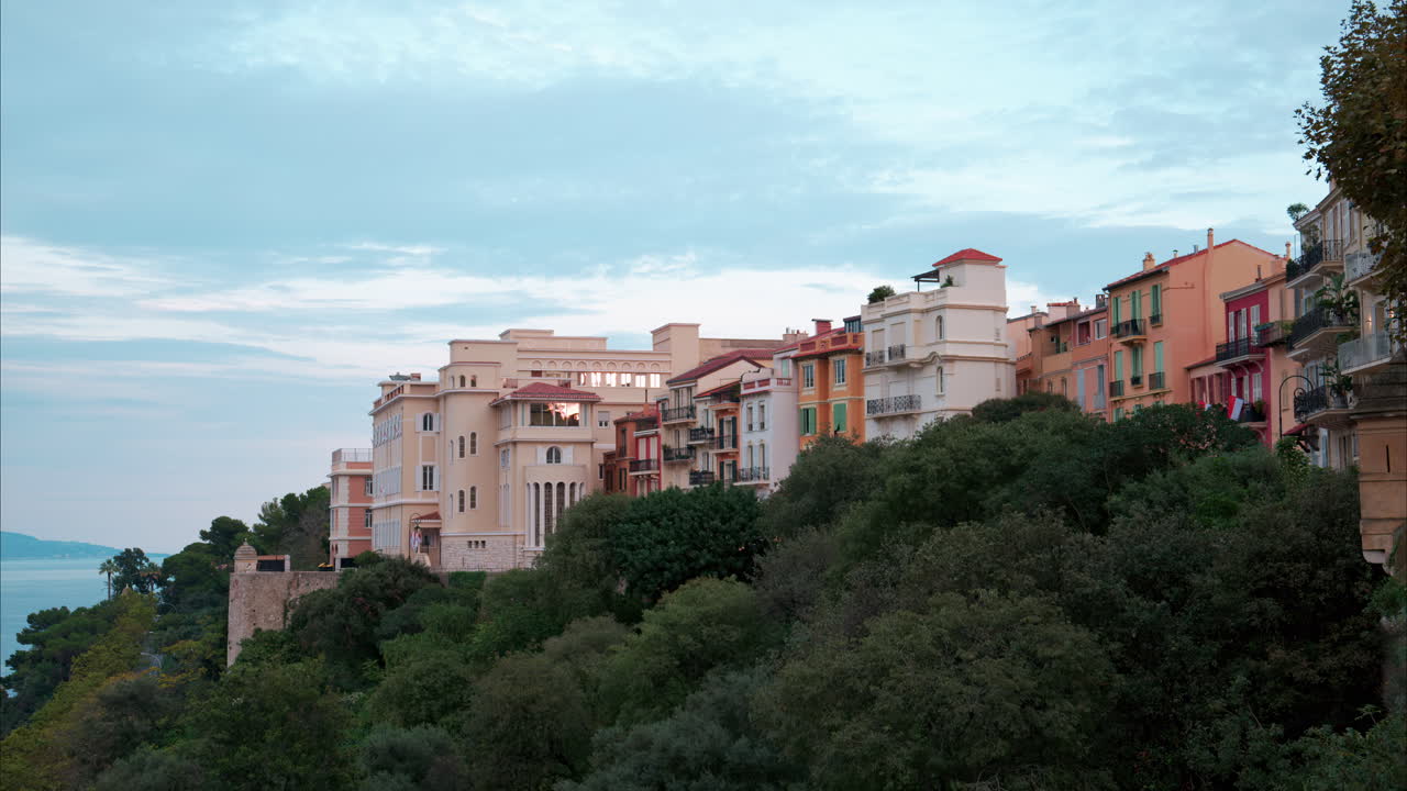 Aerial view of buildings in the skyline of Monaco in daylight