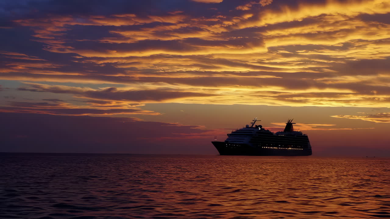 해가 지는 순항선