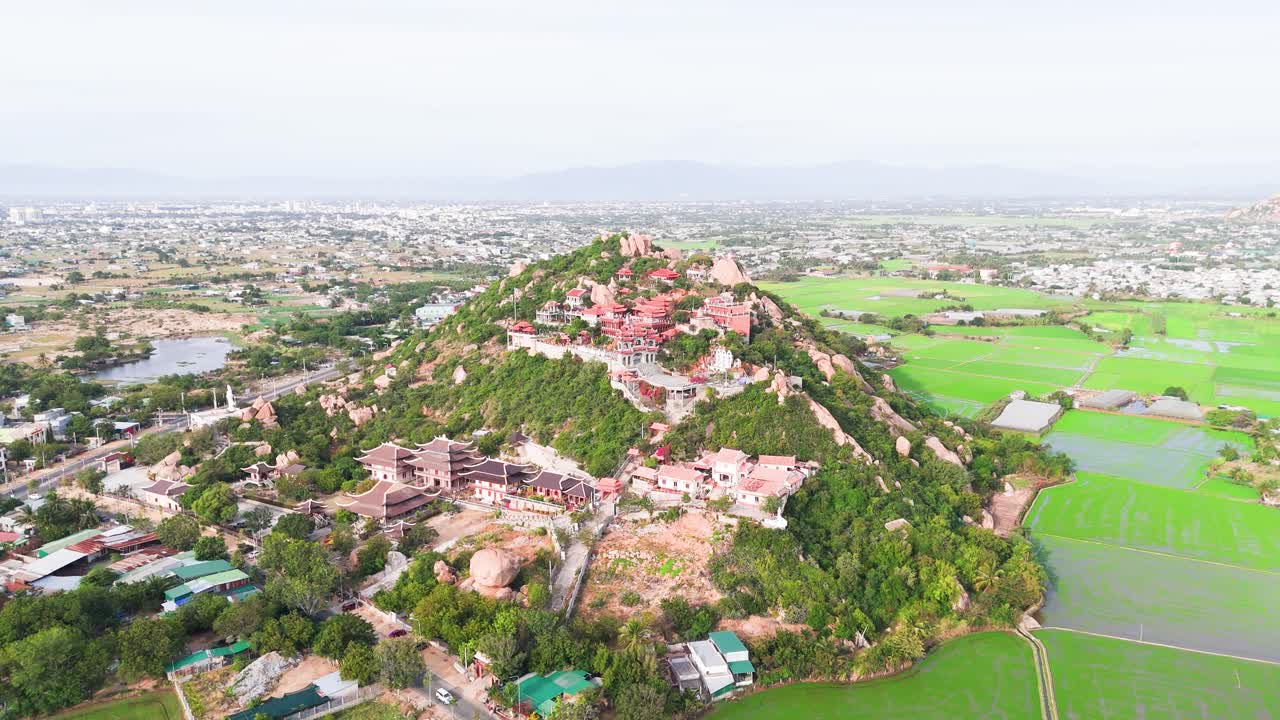 Aerial View of the Buddhist temple in Phan Rang–Tháp Chàm.