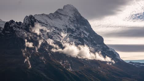 timelapse of lenticularis clouds at eiger in grindelwald in the swiss alps