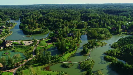 drone shot over latvia's, amatciems - a private manmade luxury community