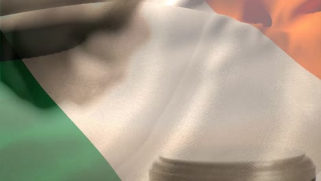 digitally animation of irish flag and gavel 4k