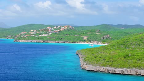 wide angle pan to cas abou beach and christoffelberg, curacao