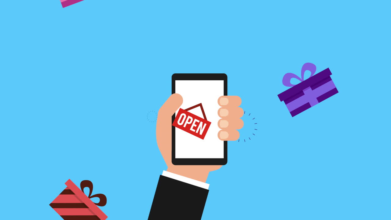 uso manual de teléfonos inteligentes con aplicación de comercio electrónico y regalos