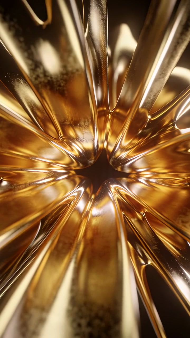 Vertical video: Moving camera pushing inside ribbed amber vessel in studio, revealing central void
