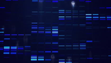 animation of moving columns and data processing on black background