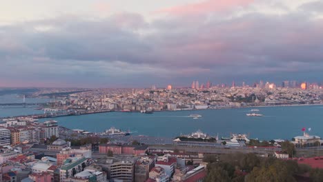 old town of istanbul towards sirkeci railway station and ferry terminal with golden horn, karakoy and tophane in background in beyoglu district of istanbul, turkey