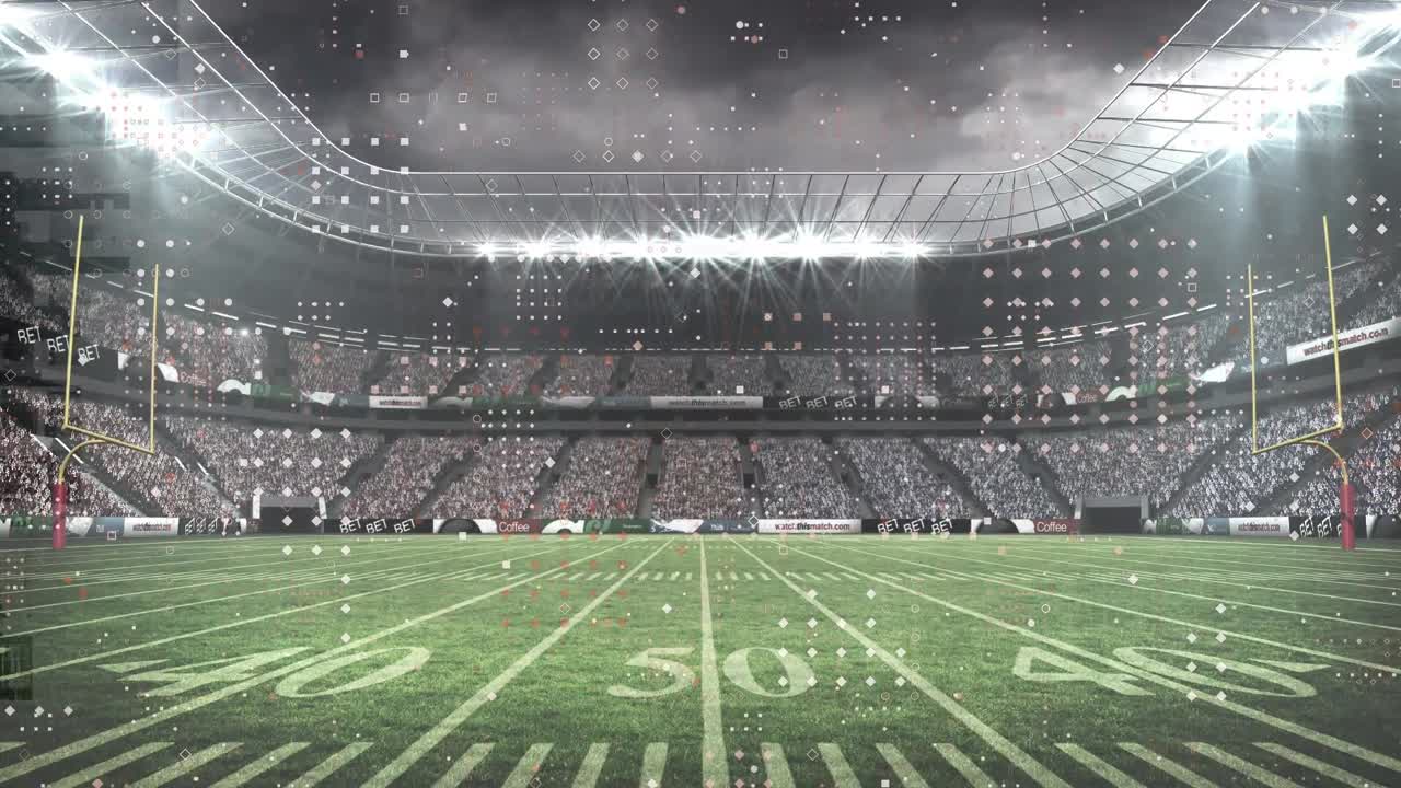 스포츠 경기장 위의 데이터 처리의 애니메이션