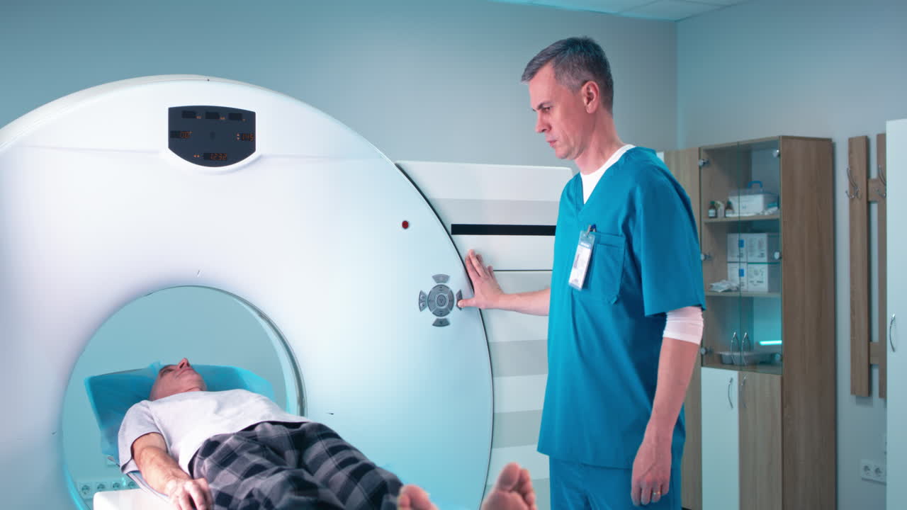 Patient undergoing CT scan procedure