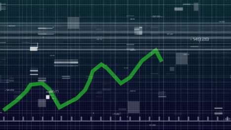 Digital-unique-glitch-video-with-green-line-graph-representing-business-growth