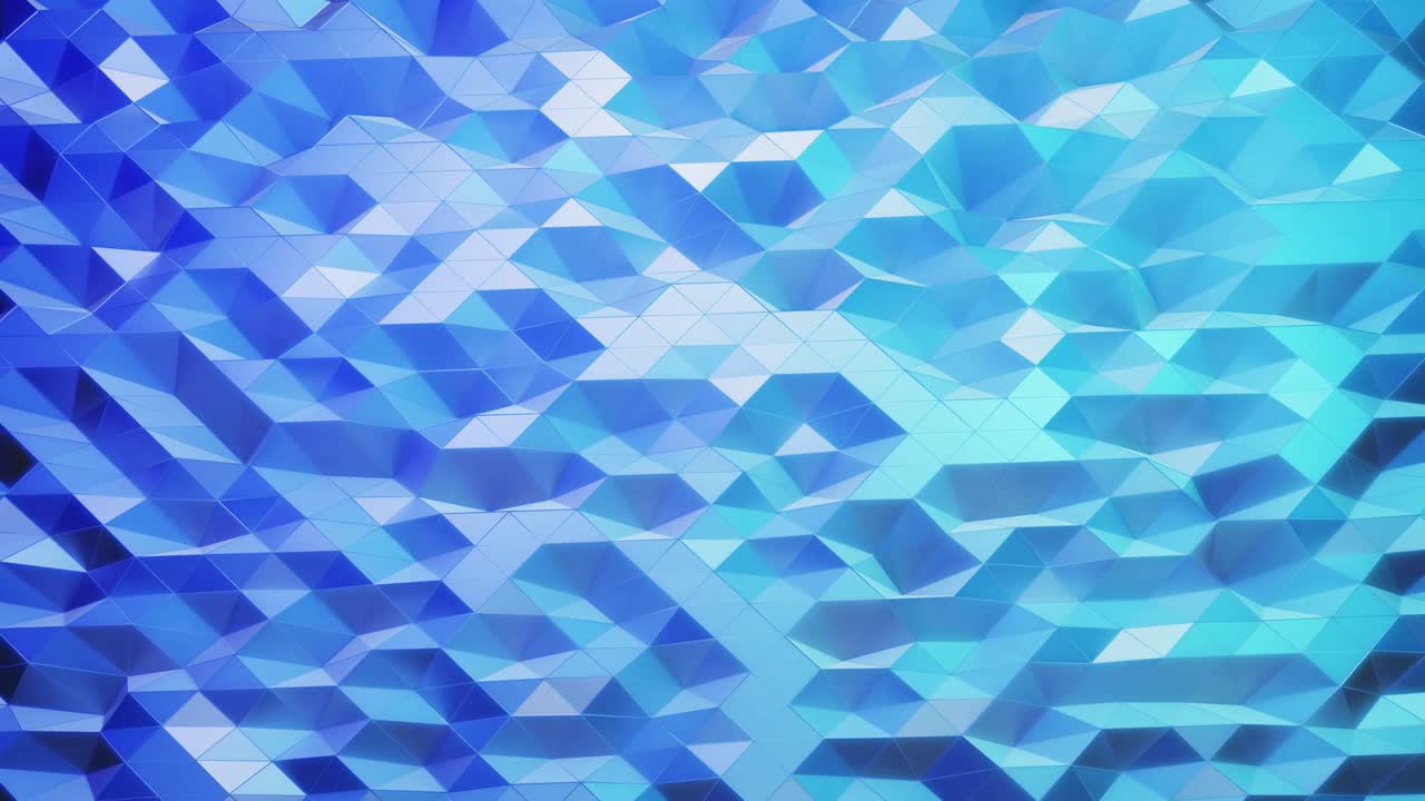 스타일리시 크리에이티브 어브스트랙티브 로우 폴리 배경 4k, 룩으로 반이는 표면 위에서 움직이는 추상적인 파동, 부드러운 부드러운 원활한 애니메이션, 간단한 미니멀리즘 기하학, 블루 그라디언트 색상