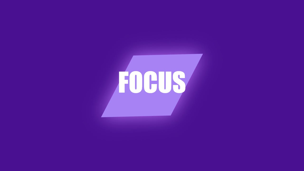 Renderizado 3D de texto principal con forma de diamante brillante sobre fondo morado, creando una animación motivacional diseñada para elementos visuales de productividad y superposiciones de video.