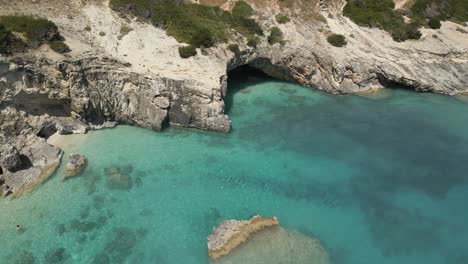 coastal sea caves in xigia beach on zakynthos island, greece