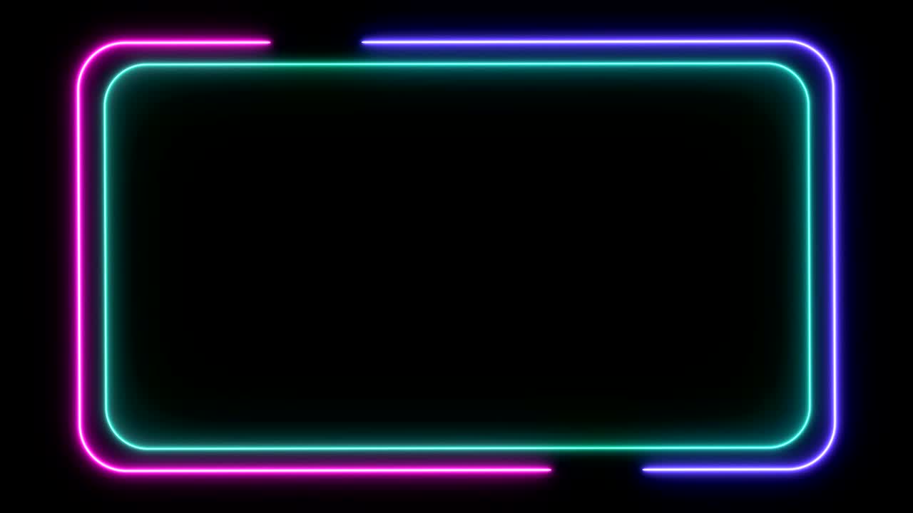 marco de neón de luz abstracta en fondo negro. espectáculo de láser animación en bucle. video 4k