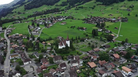 establish shot lower swill in switzerland ariel view many houses are visible in the distance tourist best place in switzerland