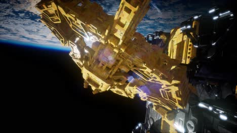 la nave espacial alienígena armada se acerca a la tierra