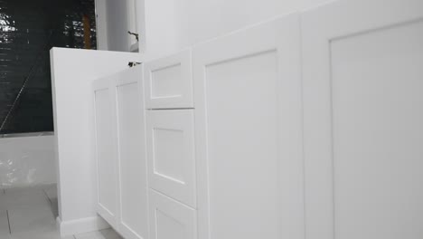 modern style cabinets freshly installed during a bathroom redesign project