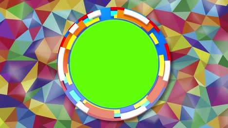 abstract background of triangles of different colors with green screen