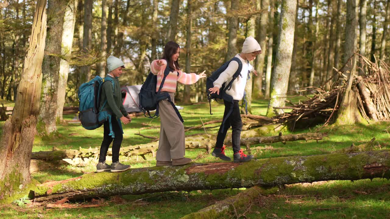 Kids Hiking in the Forest