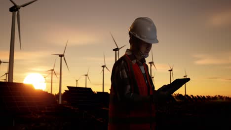 renewable energy technician at sunset