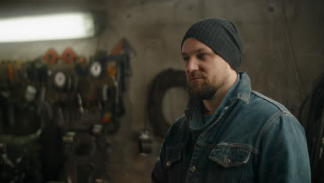 welder preparing for work in a workshop