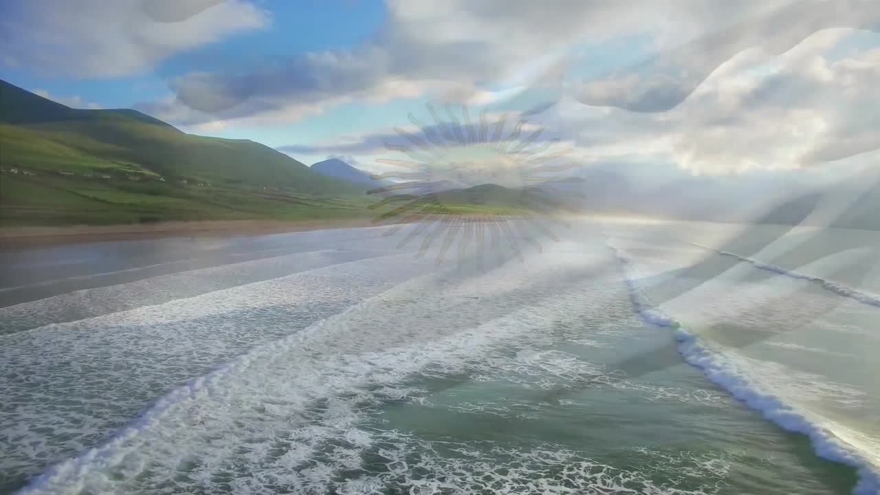 아르헨티나  ⁇ 발이 바다의 파도의 공중 전망에 반해 흔들리는 디지털 구성