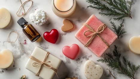 hermoso jabón hecho a mano y canasta de regalos