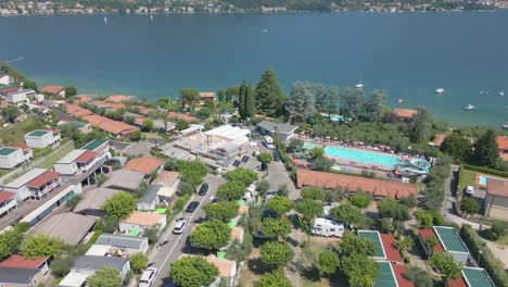 drone shot portese and brescia in north italy with lake garda