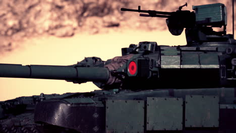 Tank with gun in desert