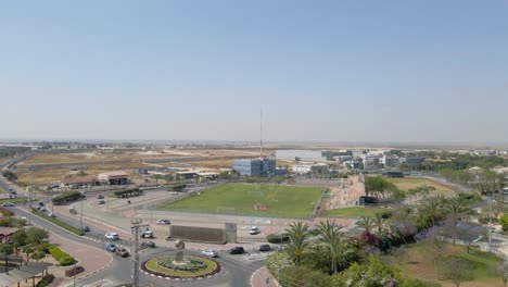 Aerial-Shot-The-Soccer-Stadium-At-Netivot-City,-Israel